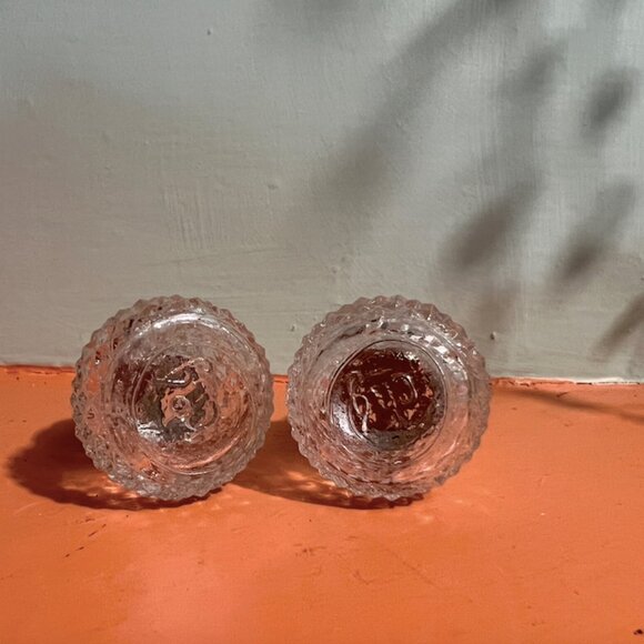 Mini Vintage Diamond Cut Glass Salt & Pepper Shakers - Picture 3 of 6